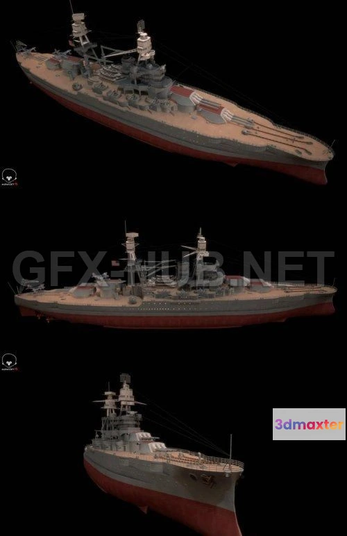 1189558 - PBR Game 3D Model - USS Arizona - Pennsylvania Class Battleship