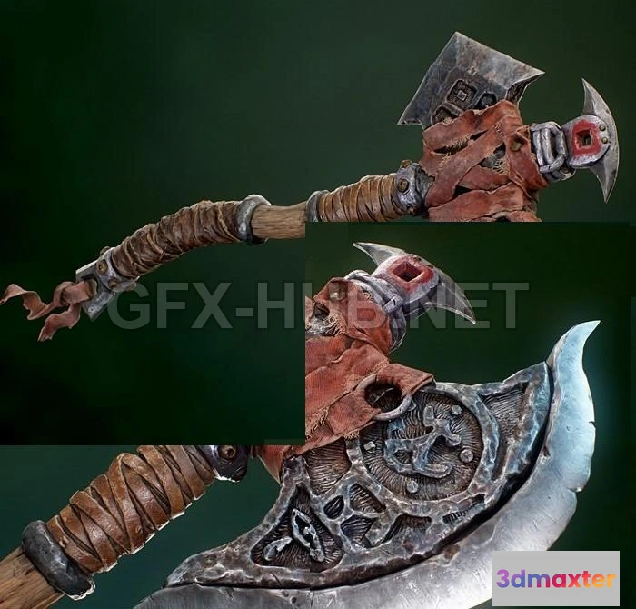 1189620 - PBR Game 3D Model - Viking axe - realtime asset