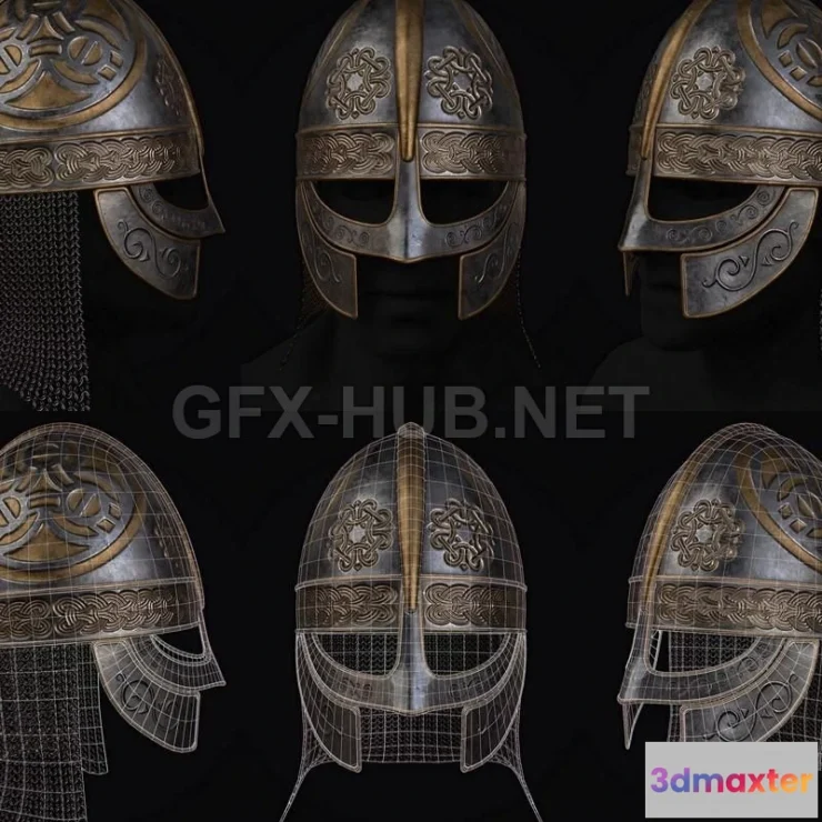 1189624 - PBR Game 3D Model - Viking Helmet PBR