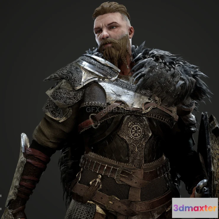 1189628 - PBR Game 3D Model - Viking Warrior