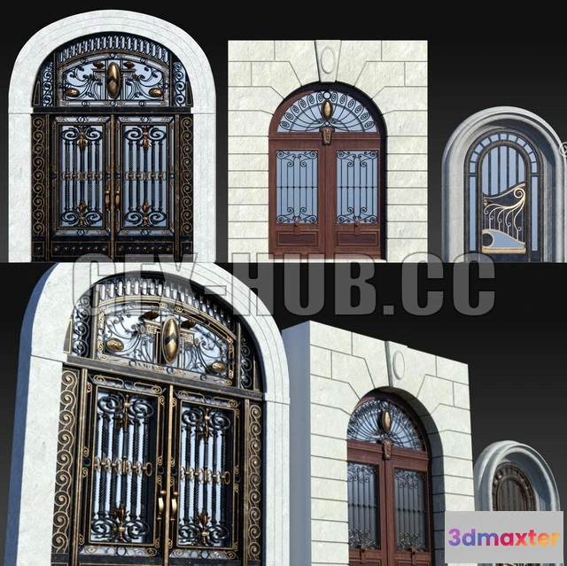 1189638 - PBR Game 3D Model - Vintage Art Nouveau Gates