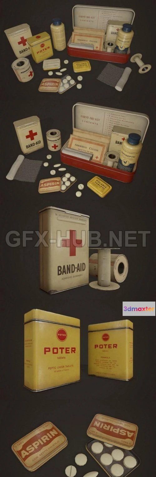 1189660 - PBR Game 3D Model - Vintage First Aid Kit