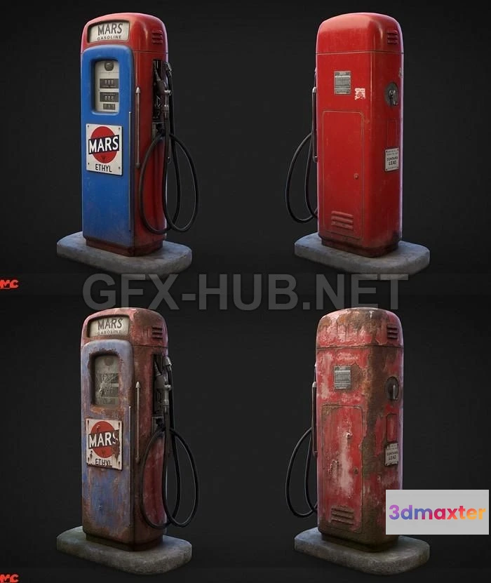 1189664 - PBR Game 3D Model - Vintage Gas Pump