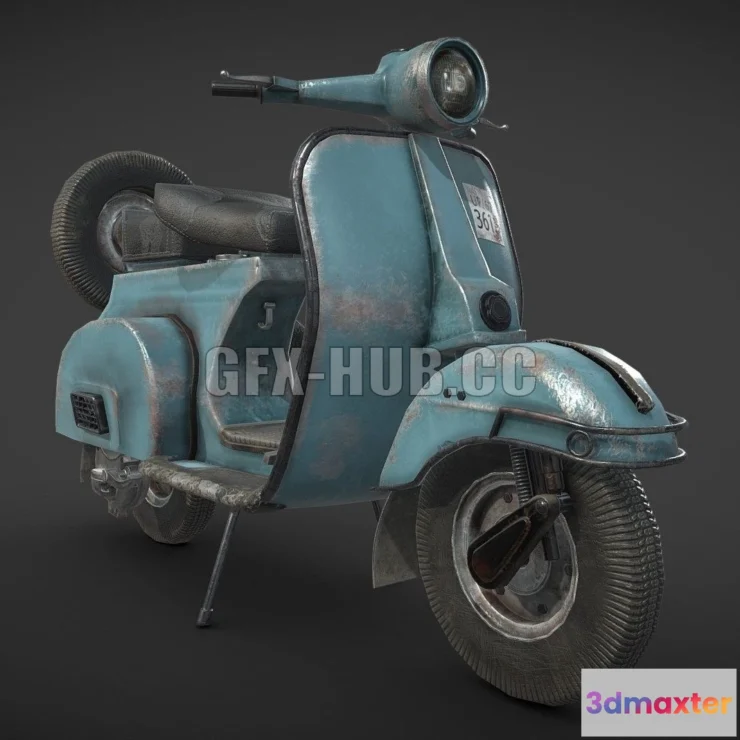 1189674 - PBR Game 3D Model - Vintage Scooter
