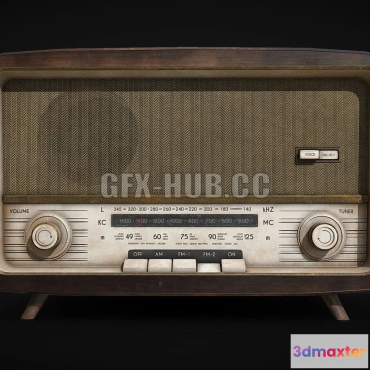 1189682 - PBR Game 3D Model - Vintage Style Radio