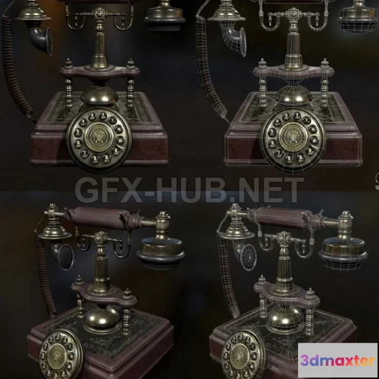 1189688 - PBR Game 3D Model - Vintage Telephone PBR
