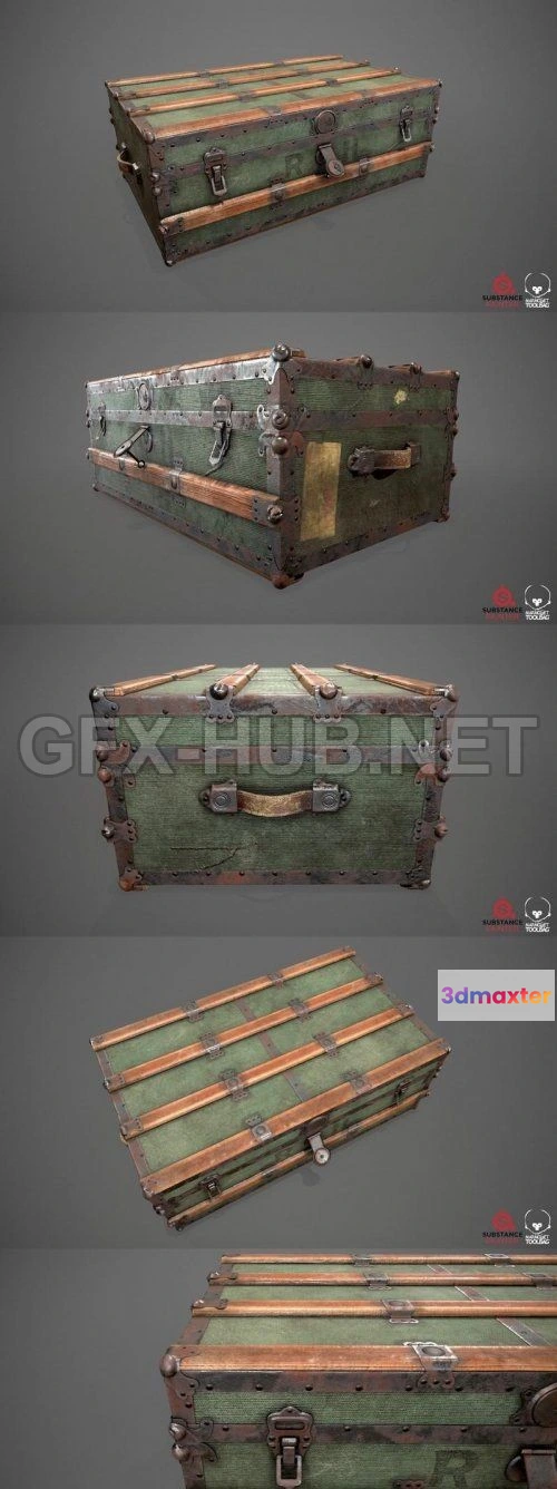 1189694 - PBR Game 3D Model - Vintage Trunk Box