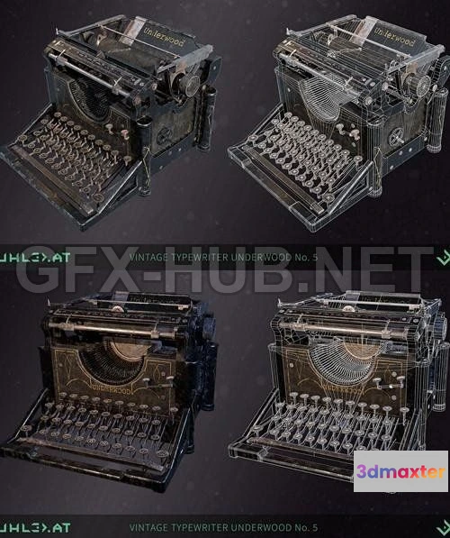 1189698 - PBR Game 3D Model - Vintage Typewriter PBR