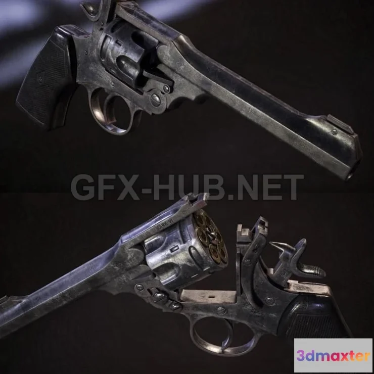 1189782 - PBR Game 3D Model - Webley Revolver Mk IV