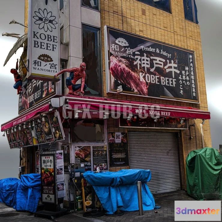1189786 - PBR Game 3D Model - Weird Spiderman themed restaurant