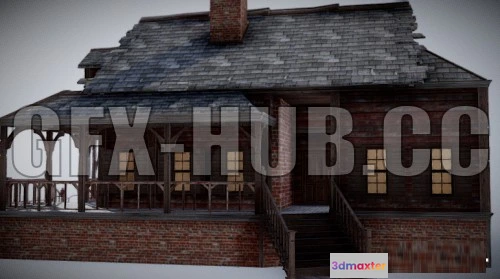 1189798 - PBR Game 3D Model - Western Farm House PBR