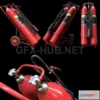 1189812 - PBR Game 3D Model - Wheeled Fire Extinguisher