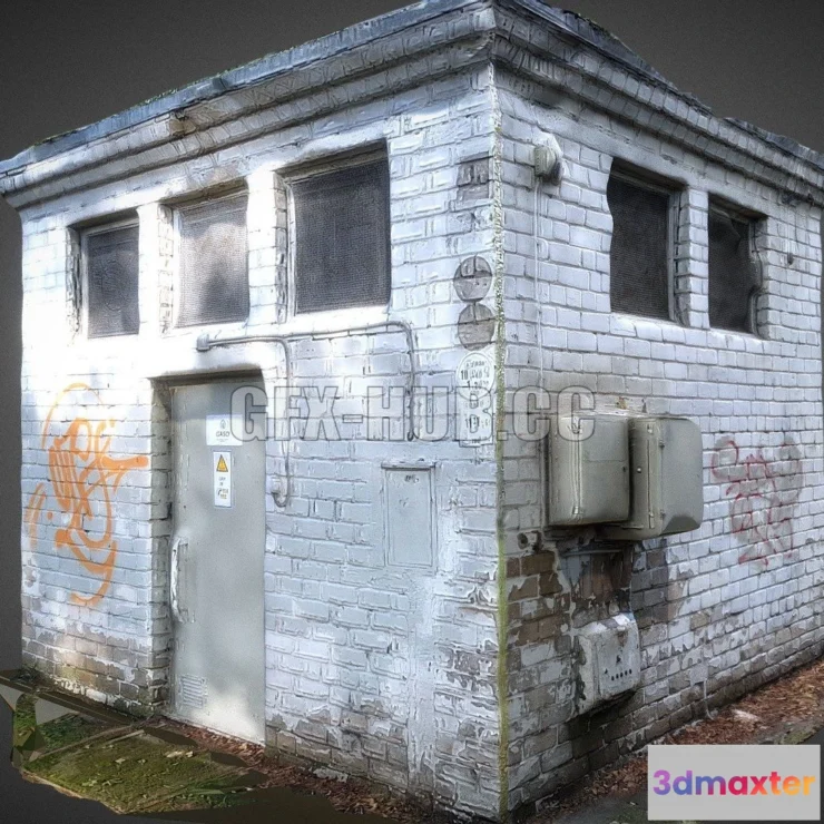 1189816 - PBR Game 3D Model - White Brick Power House