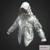 1189818 - PBR Game 3D Model - White Leather Hoodie