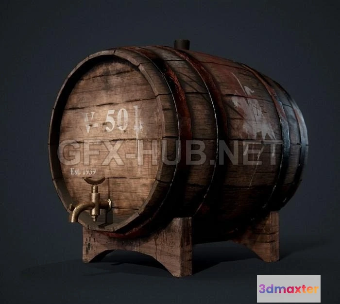 1189830 - PBR Game 3D Model - Wine Barrel