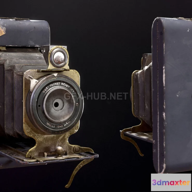1189842 - PBR Game 3D Model - Wollensak folding camera