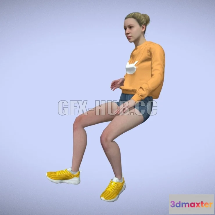 1189844 - PBR Game 3D Model - Woman Character Sitting & Talking