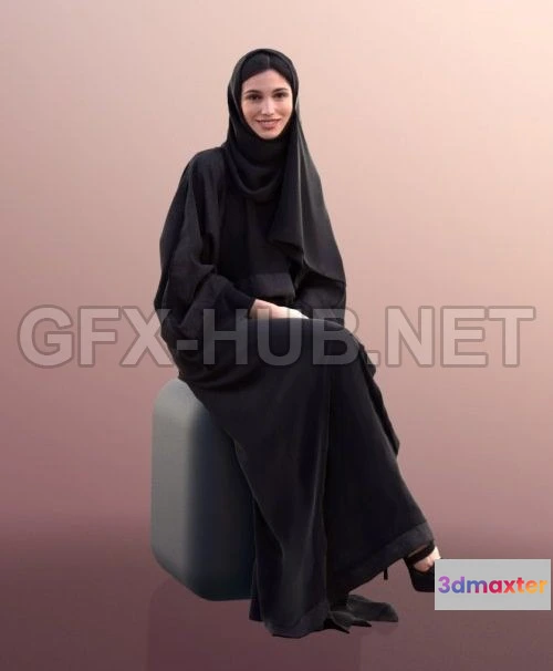 1189864 - PBR Game 3D Model - Woman Wearing Hijab Scanned