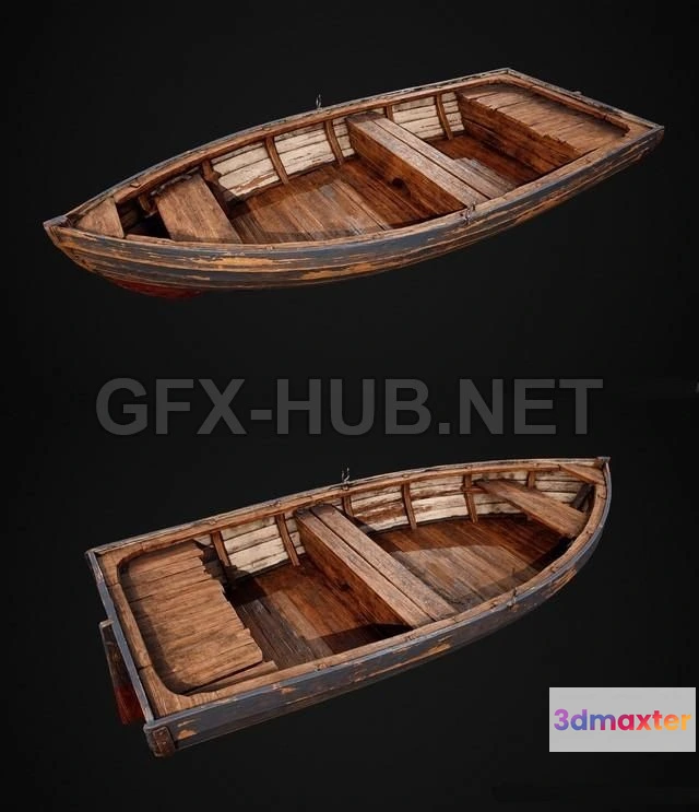 1189874 - PBR Game 3D Model - Wooden Boat