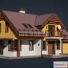 1189878 - PBR Game 3D Model - Wooden cottage Low-Poly