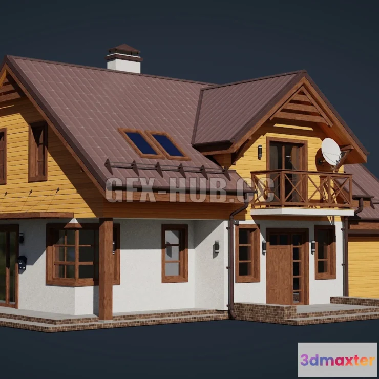 1189878 - PBR Game 3D Model - Wooden cottage Low-Poly