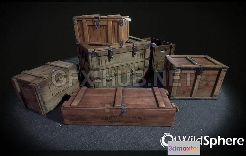 1189880 - PBR Game 3D Model - Wooden crates