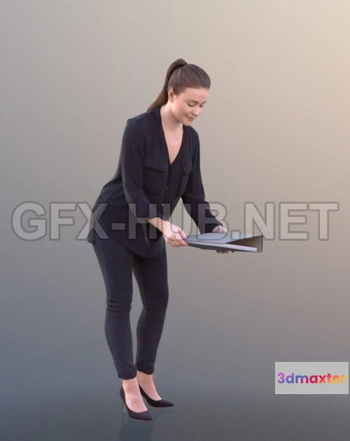 1189904 - PBR Game 3D Model - Working Business Girl Low-poly