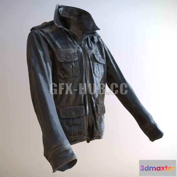 1189908 - PBR Game 3D Model - Worn Leather Jacket PBR