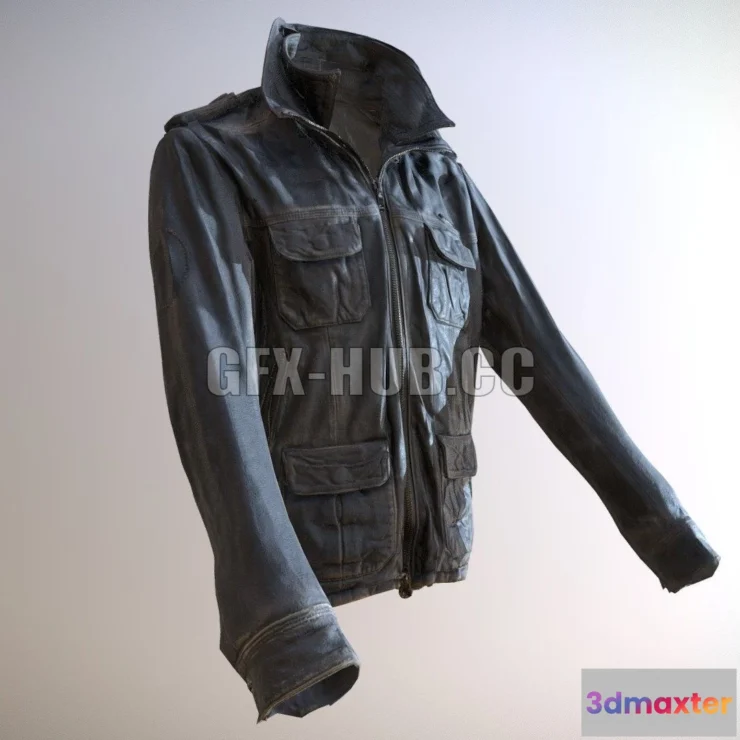 1189910 - PBR Game 3D Model - Worn Leather Jacket Scan