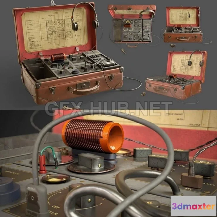 1189932 - PBR Game 3D Model - WW2 British Spy Radio
