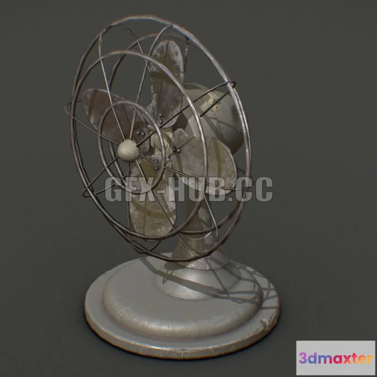 1189934 - PBR Game 3D Model - WW2 desk fan