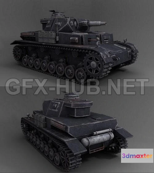 1189936 - PBR Game 3D Model - WW2 German Panzer IV asuf tank PBR