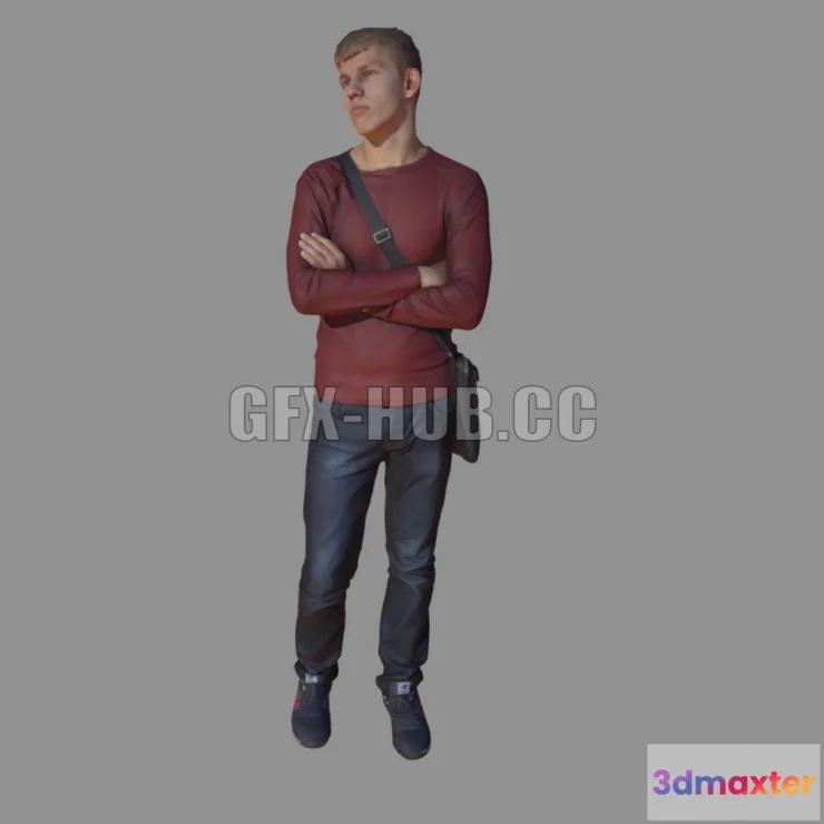 1190004 - PBR Game 3D Model - Young Man Waiting