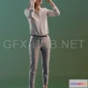 1190012 - PBR Game 3D Model - Young Woman using VR Headset 02 Scanned