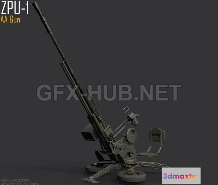 1190038 - PBR Game 3D Model - ZPU-1 Anti-Air Gun