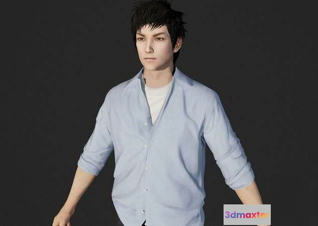 1519006 - PBR Game 3D Models - Asian man young boy student 3D Max