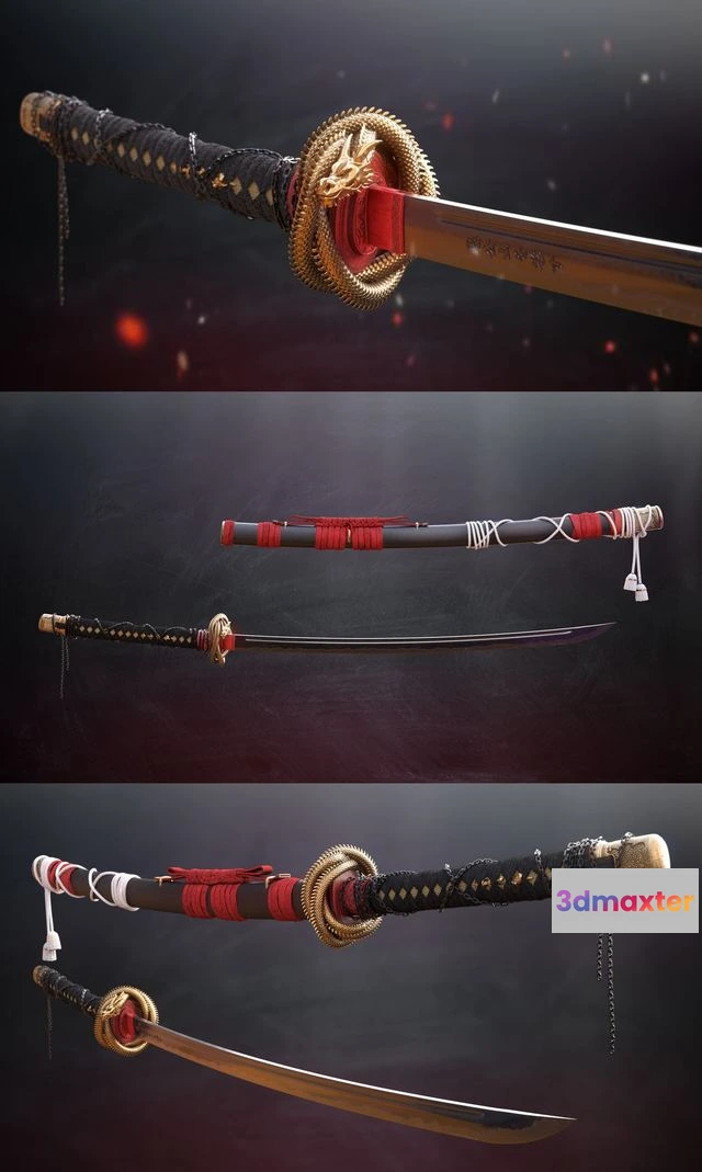 1519176 - PBR Game 3D Models - Dragon Katana 3D Max