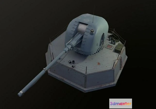 1519314 - PBR Game 3D Models - Gun A-190 universal ship gun mount 3D Max