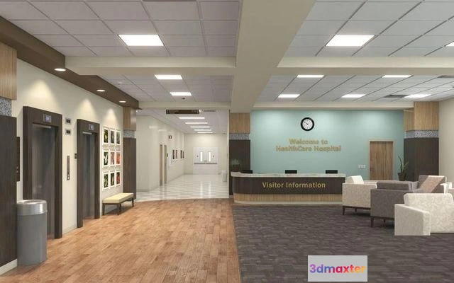 1519332 - PBR Game 3D Models - Hospital Lobby 3D Max