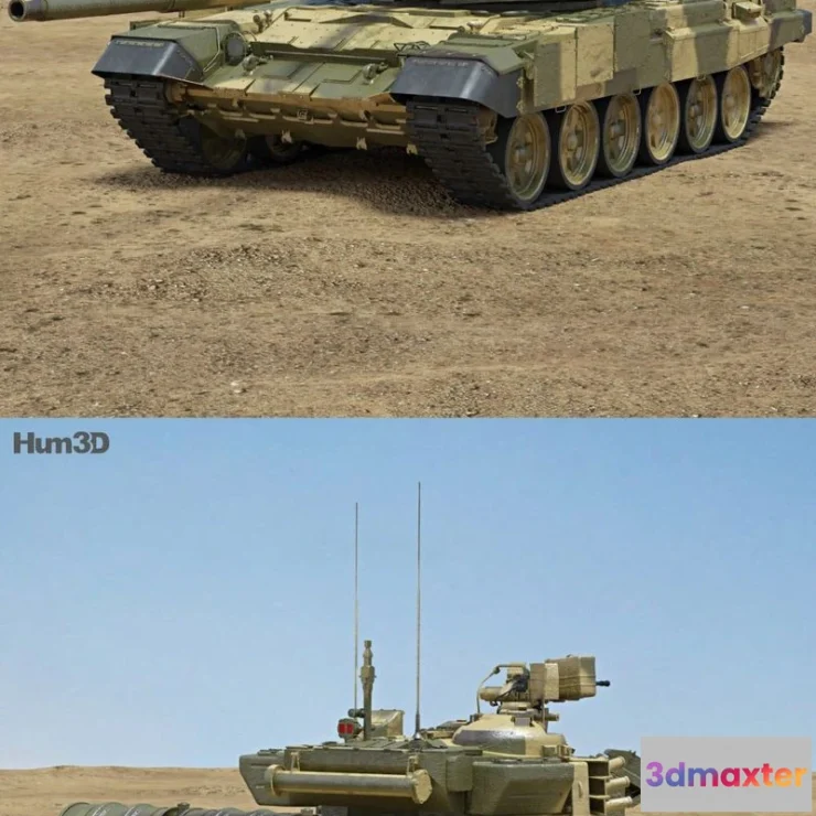 1519338 - PBR Game 3D Models - HUM3D - T-90 Tank 3D Max