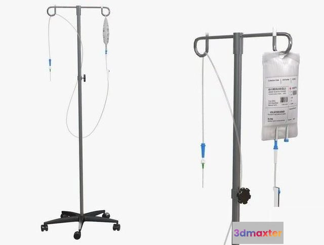 1519360 - PBR Game 3D Models - IV Blood Bag Dropper Stand 3D Max