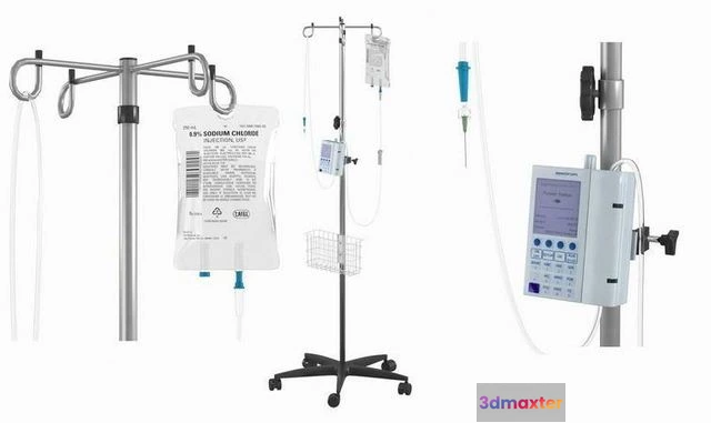 1519362 - PBR Game 3D Models - IV Stand Pool With Infusion Pump 3D Max