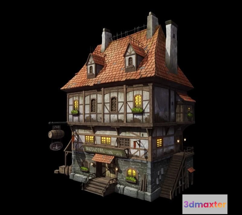 1519466 - PBR Game 3D Models - Medieval pub 3D Max