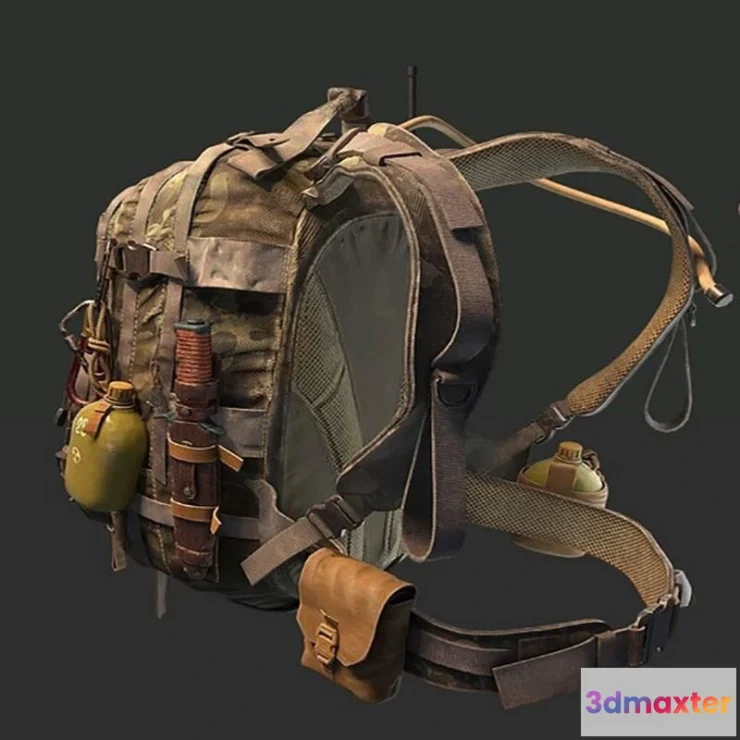 1519508 - PBR Game 3D Models - Military backpack 3D Max