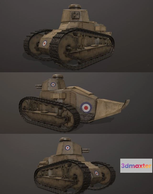 1519714 - PBR Game 3D Models - Renault FT-17 WW1 Tank 3D Max