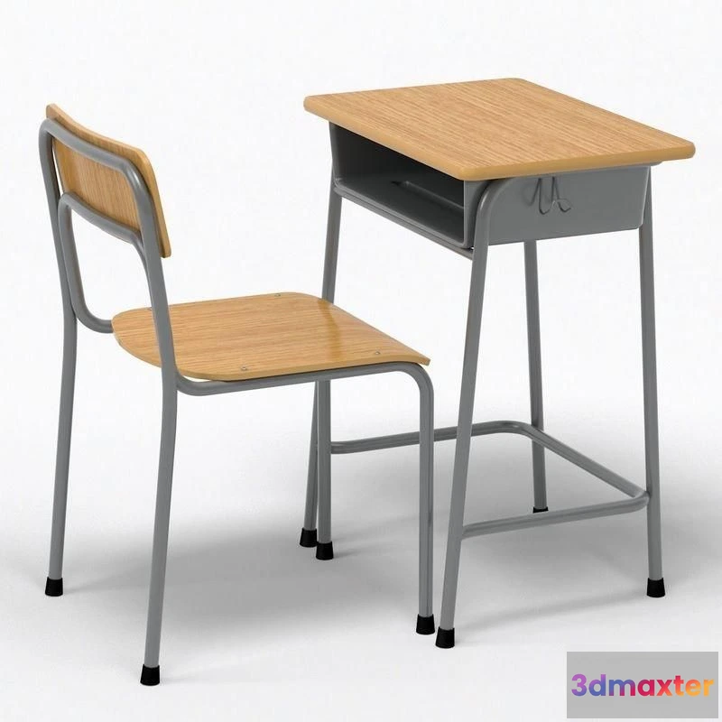 1519746 - PBR Game 3D Models - School Desk and Chair 3D Max