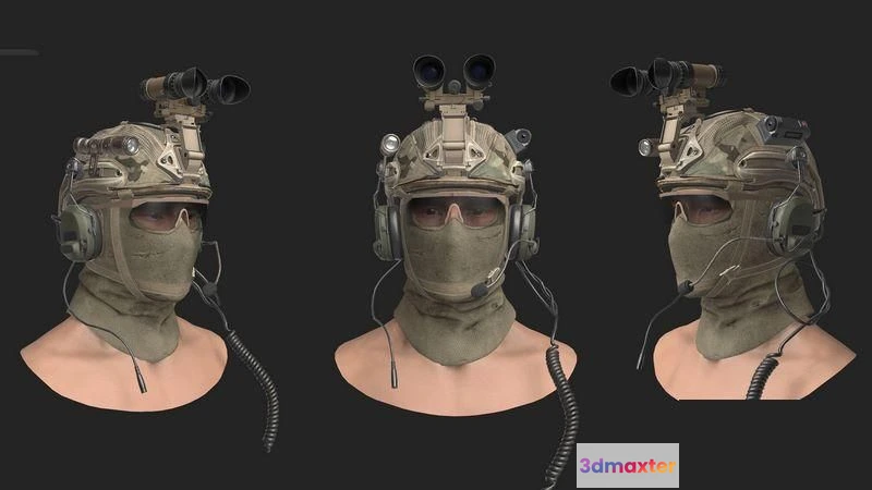 1519780 - PBR Game 3D Models - SOLDIER HELMET HEAD 3D Max