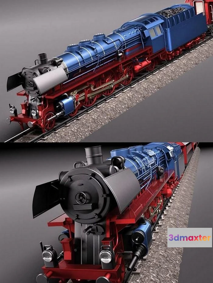 1519796 - PBR Game 3D Models - Steam Train Express F-series BR 03.10 1950 3D Max
