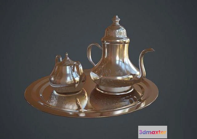 1519904 - PBR Game 3D Models - Victorian era silver teapot 3D Max