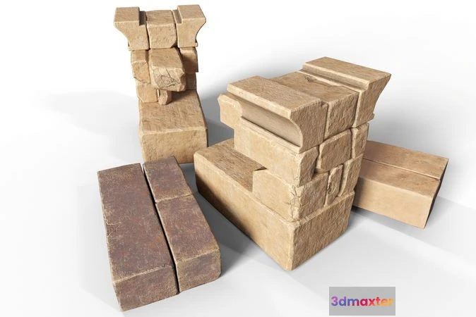 1519980 - PBR Game 3D Models - Ancient Sandstone Bricks 3D Max